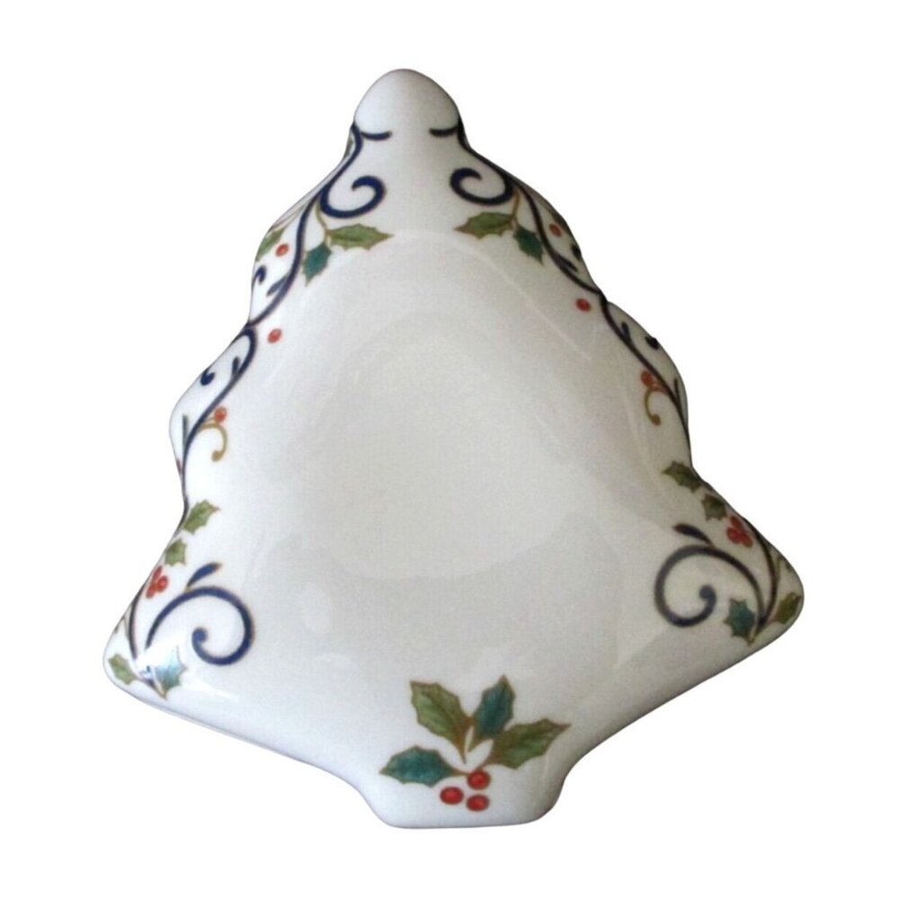 Mikasa Holiday Bloom Christmas Tree Porcelain Covered Box -Trinket Stash Gift